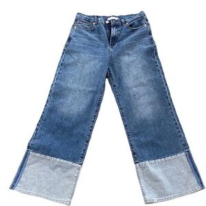 Habitual 4/27 Two-Tone Blue Flare Jeans Wide Leg Emerson Cuffed $139